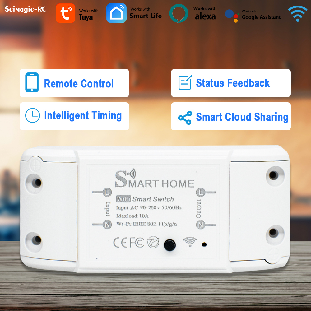 Works with Tuya WiFi Smart Switch APP Wireless Controller Universal Breaker Timer 90-250V 10A Smart Life Home Work Switch · image 1