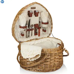 Factory Hot Selling Heart-shaped Wicker Picnic Basket Rattan Picnic Basket Storage Basket