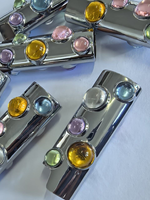 Étui pour briquet en alliage de zinc lourd orné de pierres multicolores, couverture moderne et brillante pour briquet standard J6, accessoires pour fumeurs