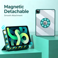 Étui de protection magnétique intelligent pour tablette iPad Pro 11 Air 5/4 11/12,9 pouces, coque arrière transparente, support pliable pour stylet