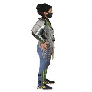 <b>Silver</b> Plated Steel Armor Set With Chainmail And Plate Protection For Medieval Costume Wear - Product Image 2