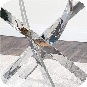 YWJ Yaweijia Fábrica <span class=keywords><strong>popular</strong></span> Mesas de cocina Patas de mesa de vidrio Muebles de <span class=keywords><strong>metal</strong></span> cromado Mesa moderna - Product Image 2