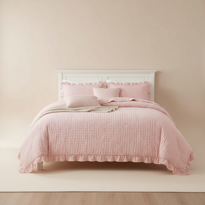 Set Copriletto Estivo Leggero e Traspirante <span class=keywords><strong>in</strong></span> Seersucker Ondulato Eco-Friendly di Facile Manutenzione per Uso Decorativo Domestico - Product Image 5