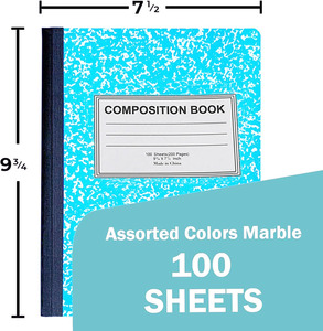 Bview Art <strong>100</strong> <strong>Sheet</strong> College Ruled Marble Covers Composition <strong>Notebook</strong> for Students Adults - Product Image 3