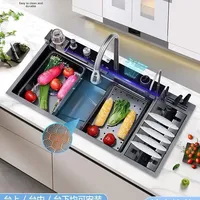 Évier de cuisine intelligent en acier inoxydable avec affichage numérique LED, multifonction, cascade moderne, nouvelle édition 2026