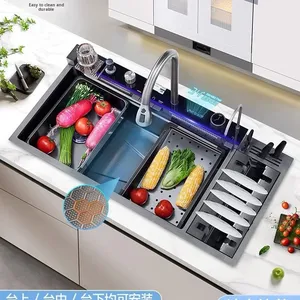 2026 New Edition Smart LED Digital Display <strong>Kitchen</strong> <strong>Sink</strong> Multifunction Modern Waterfall Stainless Steel Smart <strong>Kitchen</strong> <strong>Sink</strong> - Product Image 4