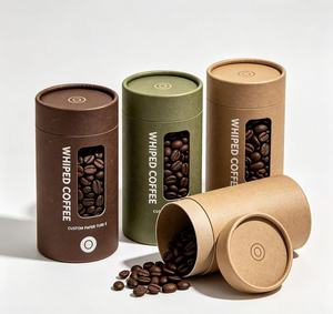 Tube à café en papier kraft écologique avec fenêtre transparente, boîte cylindrique recyclable pour le stockage des grains de café - Product Image 4
