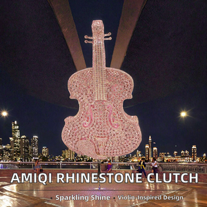 Sac à main de soirée pour femme en forme d'enveloppe avec strass et diamants, en polyester, métal et cristal, fait à la main - Product Image 2