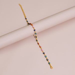 Turkish <b>Evil</b> <b>Eye</b> Colored Copper Bracelet And <b>Anklet</b> Fashion Round <b>Eye</b> Dripping Jewelry Unisex Gift 185cm 215cm Gold Silver - Product Image 3