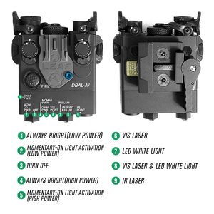 Tactique <span class=keywords><strong>DBAL</strong></span> A2 lumière blanche lampe de poche rouge Laser dispositif de visée métal adapté pour 20mm Rail accessoires de chasse - Product Image 5