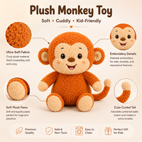 Peluche de Mono con Logotipo Personalizado, Adorable Muñeco de Peluche de Mono de Dibujos Animados, Cojín Súper Suave, Regalo para Niños