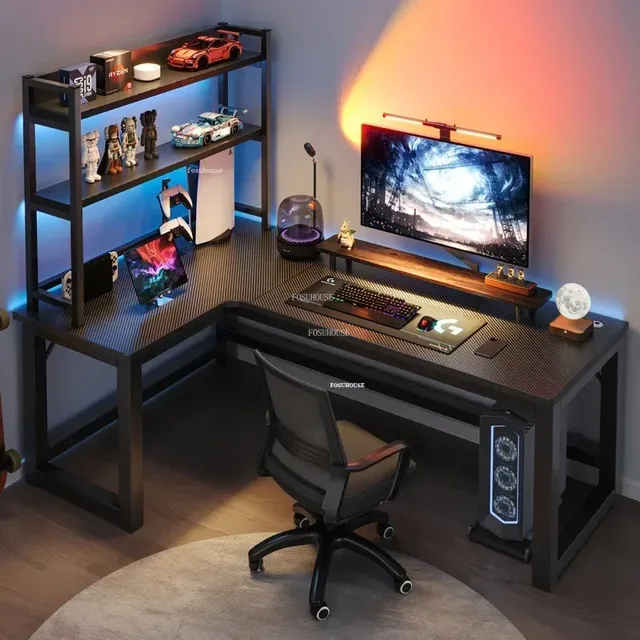 Double Corner Wooden Computer Gaming Desk for Home Office Internet Cafe Wholesale Factory Direct OEM ODM Custom