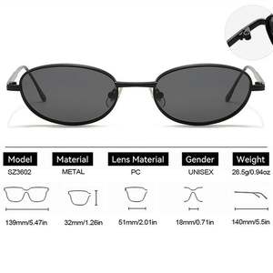 Lunettes de soleil vintage 2025 avec logo personnalisé, monture métallique, verres dégradés UV400, petites lunettes de soleil ovales œil de chat pour hommes et femmes - Product Image 5