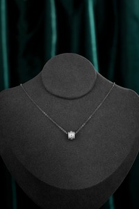 Classic 14K <b>Solid</b> White <b>Gold</b> 0.63ct Round Brilliant Lab Grown Diamond Choker Necklace | Round Brilliant Cut Lab Created Diamond - Product Image 3