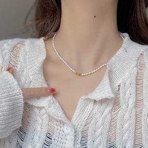 Collane di perle autentiche barocche di acqua dolce 18K placcato oro 18K con perline in argento Sterling - Product Image 2