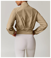 Veste de sport d'été pour femme OEM Fiess, col montant, fermeture éclair intégrale, haut de yoga, veste de course, poches, ensemble élégant, respirant