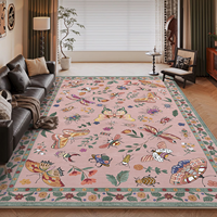 Tapis persan vintage pour salon, couverture complète avec canapé et table basse, tapis luxueux en fausse fourrure de cachemire lavée pour chambre à coucher