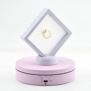 Plateau tournant électrique <span class=keywords><strong>rose</strong></span> de 138 mm, plateau tournant motorisé à 360° pour la photographie, support de présentation rotatif pour la présentation de bijoux et de produits - Product Image 1