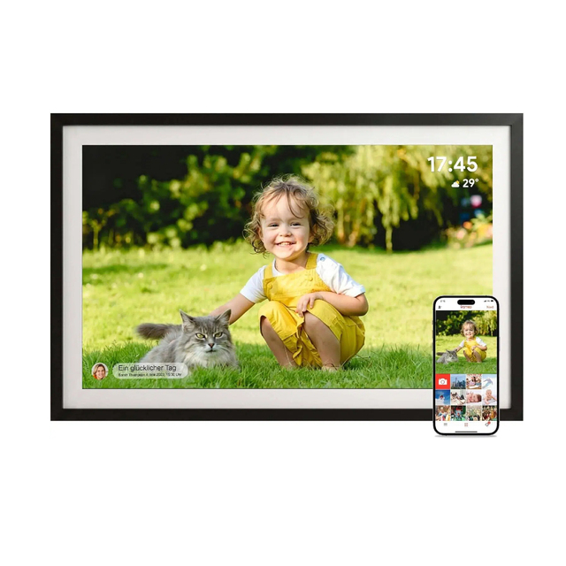 10.1-Inch Smart WiFi Digital Photo Frame with Clock IPS LCD Touchscreen 1280x800 Resolution Automatic Rotate MP3/MP4 Support