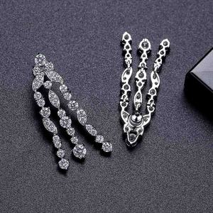 High-End Fashionable Gold Plated <b>Copper</b> Studded Zircon Drop Earrings Stylish Tassel Women's Bridal Anniversary <b>Jewelry</b> - Product Image 5