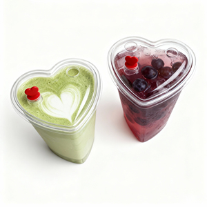 Vaso de Boba en Forma de Corazón de 16 oz y 22 oz, Vaso Desechable de Plástico PP de Inyección para Té de Burbujas, Jugo y Té con Leche - Product Image 6