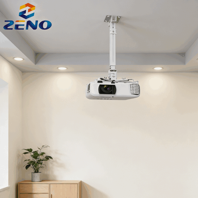 Zeno Full Motion Ceiling Projector Mount Bracket Adjustable Height Extendable Arms Rotating Swivel Projector Stand Steel
