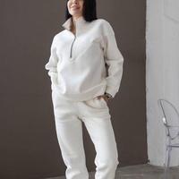 Ensemble de survêtement décontracté pour femme automne-hiver 2026 : sweat à capuche et pantalon de jogging en molleton de couleur unie, deux pièces