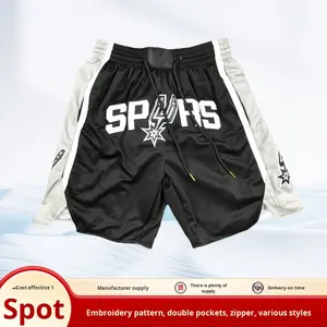Short de basket-ball personnalisé pour hommes été noir tendance antibactérien respirant évacuation de l'humidité short en coton polyester - Product Image 2