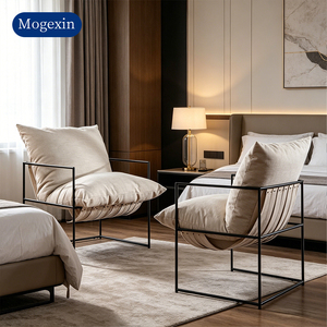 Modern Minimalist Metal Frame Modular Lazy <b>Sofa</b> with Removable Cover Soft Linen Upholstered <b>for</b> Living Room - Product Image 3