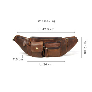 Bolso de Cintura de Cuero Genuino para Hombre, Estilo Retro Multifuncional de Gran Capacidad, Color Chocolate Marrón - Product Image 2