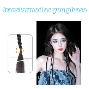 Vente en gros queue de cheval sans colle boxe <span class=keywords><strong>perle</strong></span> tressée queue de cheval extensions de cheveux pour femmes perruques synthétiques tressage cheveux extensions de cheveux - Product Image 4