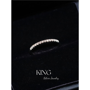 Anillo de Plata King de 28 cm con Media Incrustación de Diamantes, Diseño Simple, para Uso Diario de Mujer - Product Image 2