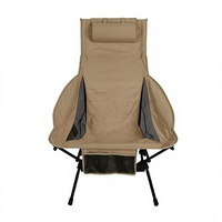 Chaise pliante carrée extra-large, couleur kaki foncé, en aluminium, avec assise large, pour le camping, la pêche, la plage, chaise portable OEM