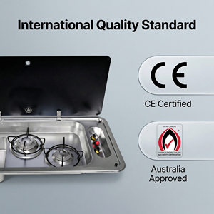 GuangRun – Combinaison évier-brûleur à gaz encastrable en acier inoxydable SUS304 léger, certifié CE, pour camping-car et <span class=keywords><strong>caravane</strong></span> - Product Image 2