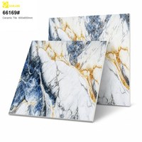 Carreaux de sol en porcelaine émaillée imitation marbre bleu et blanc 60x60cm, carreaux imitation marbre pour salon