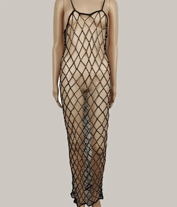 Crochet <span class=keywords><strong>maille</strong></span> femme robe de plage longue licou décolleté maillot de bain couvrir solide perle paréo <span class=keywords><strong>Mayo</strong></span> Playa Robe 1 Bikini couverture pour les femmes - Product Image 6