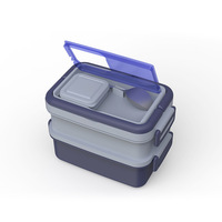 Ensemble de boîtes à lunch en acier inoxydable à double couche avec tasse à soupe, boîte à bento portable anti-fuite pour étudiants, employés de bureau, stockage alimentaire