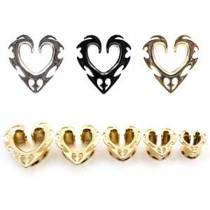 1 Uds aleación de cobre en forma de corazón oreja Camilla túnel tapones para los oídos hueco oreja soporte expansor Piercing joyería para hombres y mujeres caliente - Product Image 3