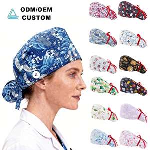 Gorras <span class=keywords><strong>de</strong></span> <span class=keywords><strong>Trabajo</strong></span> Ajustables con Botón y Banda Absorbente para Mujer, Gorros con Espacio para Cola <span class=keywords><strong>de</strong></span> Caballo, Gorro <span class=keywords><strong>de</strong></span> Enfermera <span class=keywords><strong>de</strong></span> Algodón Estampado para Cabello Largo - Product Image 1