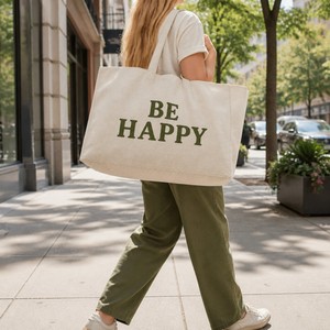 <b>Large</b> Canvas <b>Tote</b> <b>Bag</b> Heavyweight Cotton Reusable Printed Shopping <b>Bag</b> with Front Pocket for Women Grocery Work Daily - Product Image 3