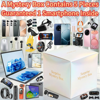 Boîte mystère technologique garantie avec smartphone inclus, 5 pièces, surprise technologique avec smartphone 5G, montre connectée, casque, console de jeu, haut-parleur Bluetooth