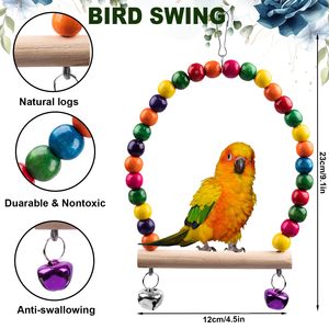 7 Pièces Jouets et Accessoires en Bois pour Oiseaux : Perroquets, Petits Conures, Cockatiels - Perchoirs, Balançoires, Échelles, Balançoires d'escalade 18' - Product Image 3