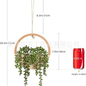 Artificial Plant Wooden Hanging Basket For Home <b>Wall</b> <b>Decoration</b> Storage <b>Flower</b> Pot With High Simulation Feature - Product Image 4