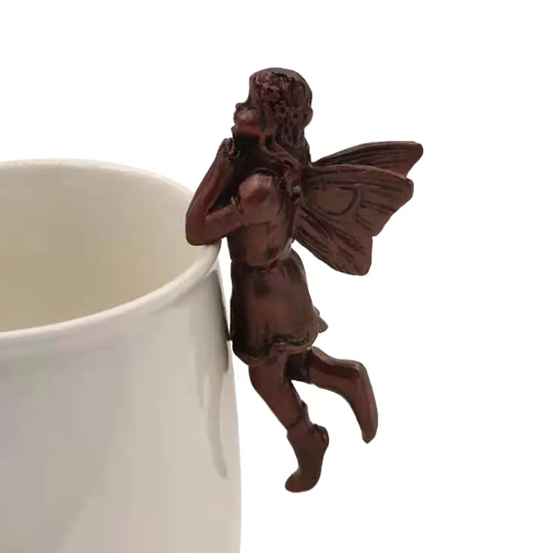 Sıcak satış peri Pot Huggers minyatür periler Pot Huggers reçine Vintage bronz <span class=keywords><strong>melek</strong></span> heykeli uçan periler figürler