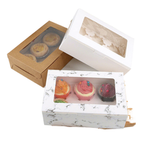 Emballage rigide carré en papier kraft personnalisé transparent pour cupcakes et desserts, boîtes pour emballage de conserves