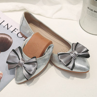 Chaussures plates personnalisées pour femmes en cuir souple brillant à bout pointu avec nœud, magnifiques escarpins plats pour dames