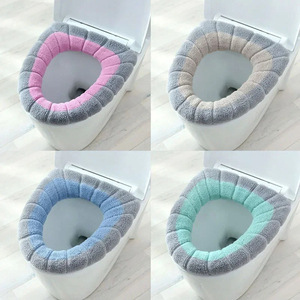 Funda universal para asiento de inodoro, suave y cálida para invierno, cojín de baño en forma de O con asa, accesorios de baño para mantener el calor en invierno - Product Image 2