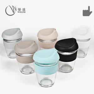 16 oz Super Capacity Plus Customized Creative Unique Reusable Glass Coffee Cup Silicone Coffee Mug