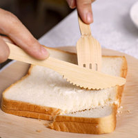 Ensemble de couverts jetables écologiques personnalisés avec logo imprimé, biodégradables, en bambou, cuillères, couteaux, fourchettes, pour usage en restaurant, avec sac