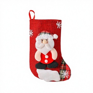TwinBlaze <b>Red</b> White Burlap 3D Santa Claus Plush Eco-Friendly Knitted Christmas Stocking Candy Holder <b>Gift</b> <b>Bag</b> Kids Holiday Tree - Product Image 4